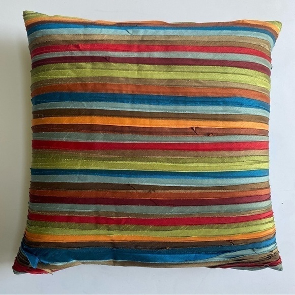 2 Pier 1 Imports Multicolored Stripe Decorative Throw Accent Pillows - Picture 6 of 12